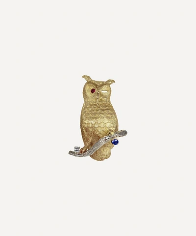 Kojis 14ct Gold Multi-stone Owl Brooch