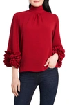 Vince Camuto Ruffle Sleeve Blouse In Deep Red