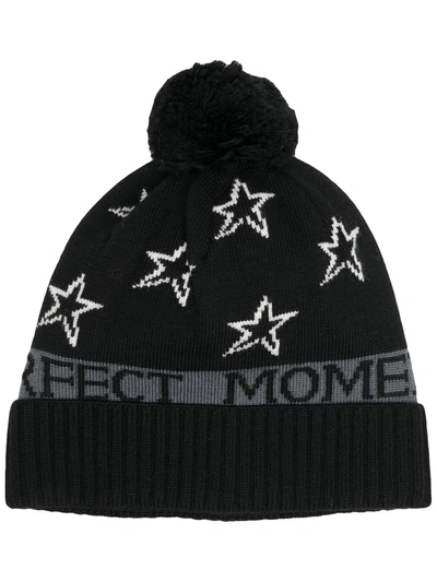 Perfect Moment Star-jacquard Wool Beanie Hat In Black & Asphalt Grey
