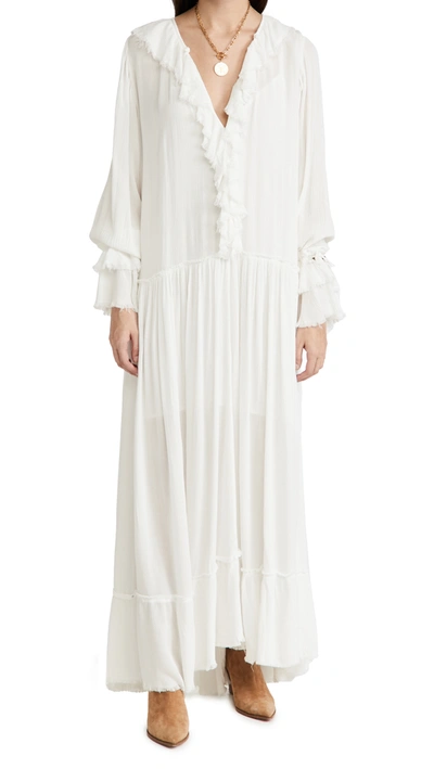 Free People Southwest Lace Long Sleeve Maxi Dress In Ivory