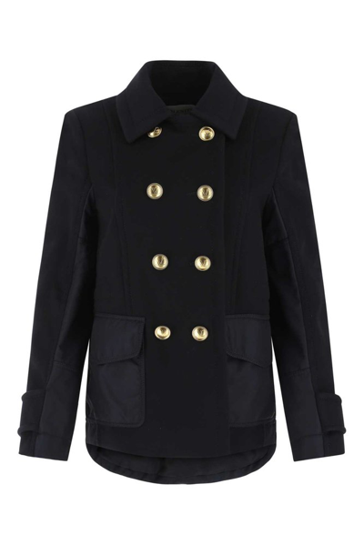 Valentino Double-breasted Shell-paneled Wool And Cashmere-blend Jacket In Blue