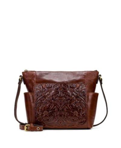 Patricia Nash Leather Aveley Crossbody In British Tan Tooled
