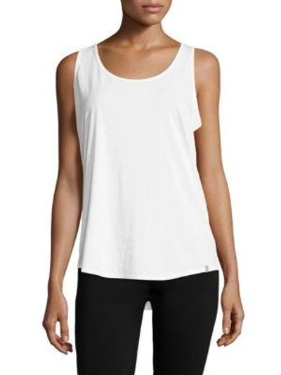 Andrew Marc Textured Asymmetric Tee In White