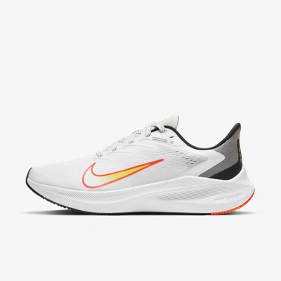 Nike Women's Air Zoom Winflo 7 Running Sneakers From Finish Line In White, Mango