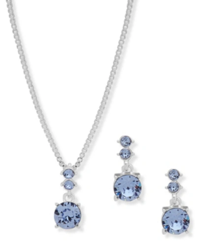 Nine West Boxed Necklace And Earring Set In Silver-tone