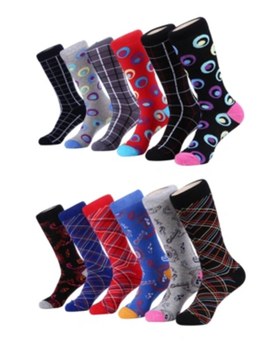 Mio Marino Men's Bold Designer Dress Socks Pack Of 12 In Plum