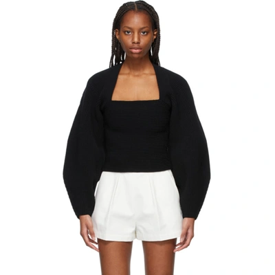 Alexander Wang Black Ribbed Shrug Pullover Sweater