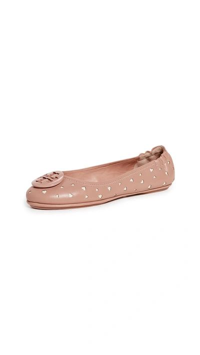 Tory Burch Women's Minnie Perforated Leather Ballet Flats In Pink Moon