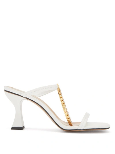 Jw Anderson Crystal-embellished Square-toe Leather Sandals In White