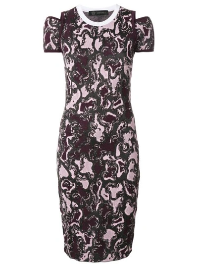 Versace Knit Printed Dress In Multicolor