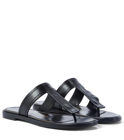 Tom Ford Calfskin T-strap Thong Sandals In Black