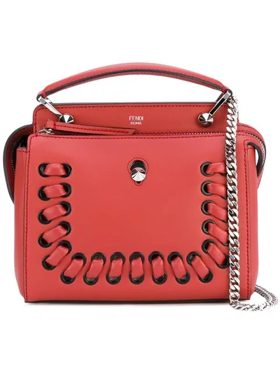 Fendi Dotcom Click Lace-up Leather Satchel - Red In Yellow