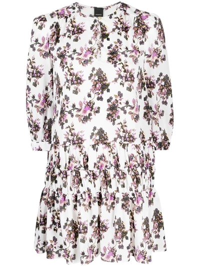 pinko floral dress PINKO Abbronzato Sleeveless Floral Georgette Calf-Length Dress