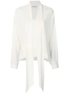 Balenciaga Fluid Vareuse Silk Keyhole Blouse In White