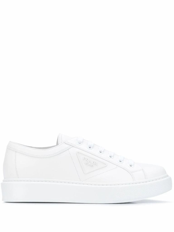 Prada Men's White Leather Sneakers | ModeSens