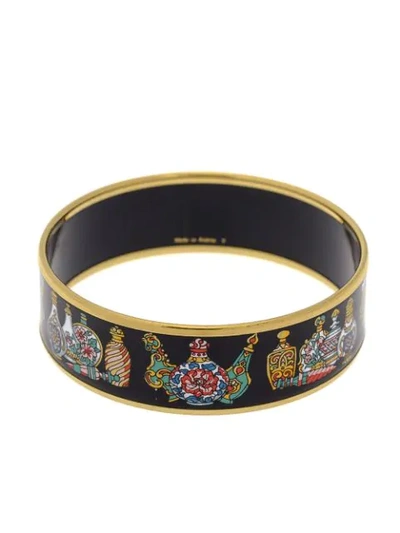 Pre-owned Hermes  Printed Pm Wide Bangle In Gold