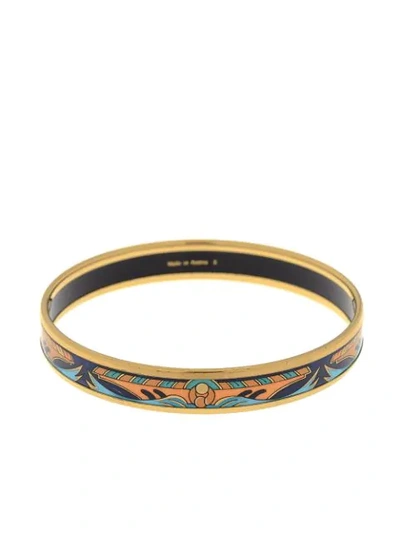 Pre-owned Hermes  Printed Pm Bangle In Gold