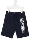 Moschino Kids' Logo-print Drawstring Shorts In Navy