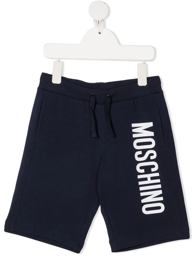 Moschino Kids' Logo-print Drawstring Shorts In Navy