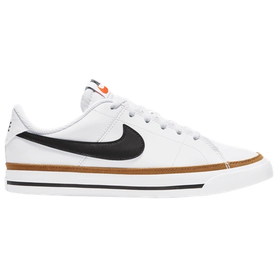 Nike Kids' Big Boys Court Legacy Casual Sneakers From Finish Line In White,desert Ochre,gum Light Brown,black