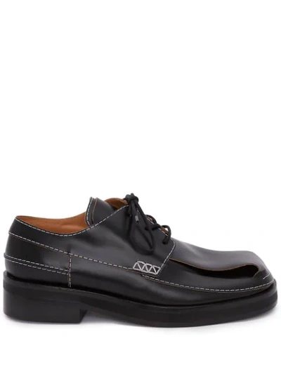 Jw Anderson Contrast Stitch Derby Shoes In Black