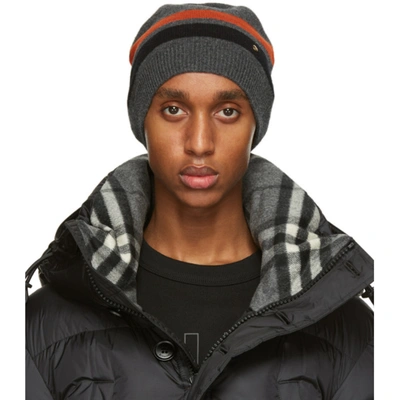 Burberry Grey Cashmere Monogram Motif Beanie In Dark Grey