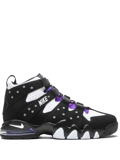Nike Air Max 2 Cb 96s Swoosh-logo Leather And Canvas High-top Trainers In Black/white-pure Purple