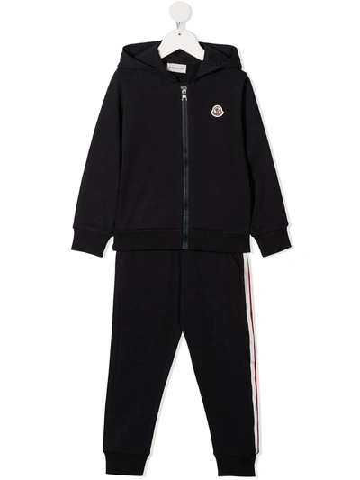 Moncler Teen Logo Patch Tracksuit Set In Blue