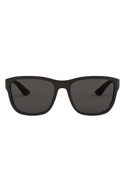 Prada Pillow 59mm Sunglasses In Black Rubber/ Grey