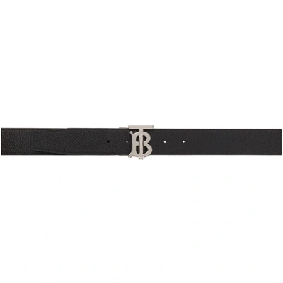 Burberry Reversible Black & Tan Tb Belt In Black/tan