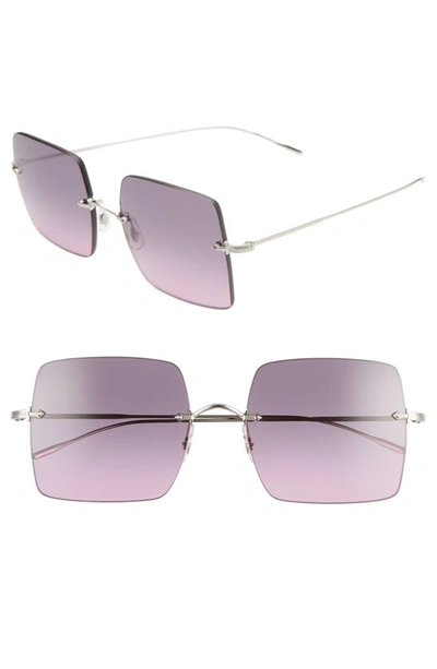 Oliver Peoples Oishe 57mm Gradient Rimless Square Sunglasses In Silver/ Iris Gradient