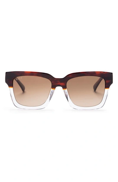 Diff Austen 55mm Square Sunglasses In Dark Ginger/ Brown