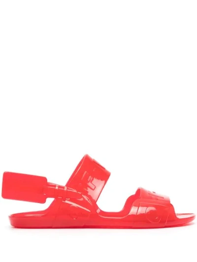 Off-white Embossed Logo-tape Detail Sandals In Red
