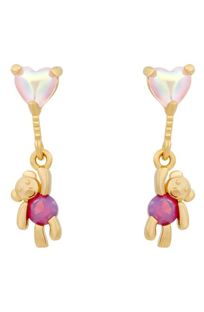 Girls Crew Bear Hug Drop Earrings In Gold-plated