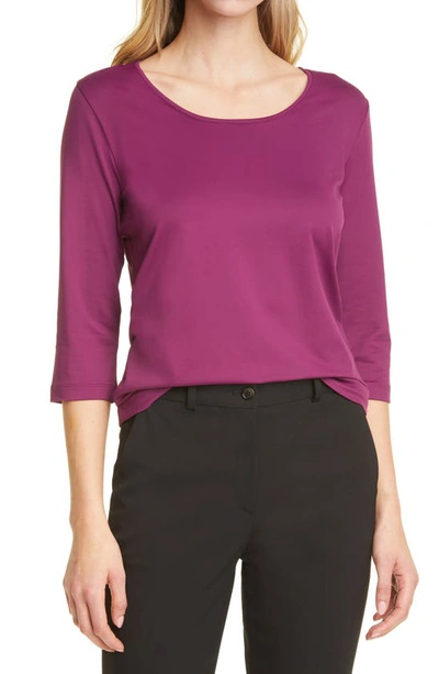 Hugo Boss Scoop Neck Stretch Jersey Top In Aubergine