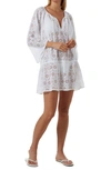Melissa Odabash Keri Ruffle Tiered Print Coverup Dress In White