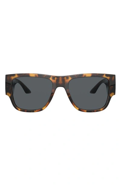 Versace 57mm Rectangular Sunglasses In Havana/ Dark Grey