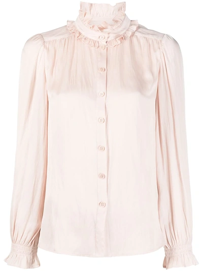 Zadig & Voltaire Tacca Ruffle Satin Shirt In Neutrals
