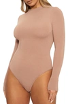 Naked Wardrobe Ribbed Effect Bodysuit In Coco