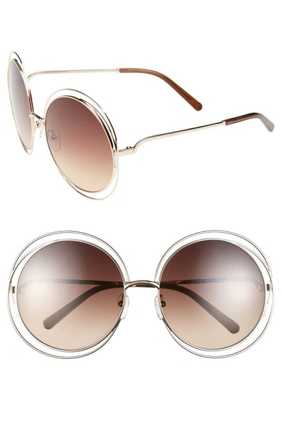 Chloé 62mm Oversize Sunglasses In Rose Gold/ Transparent Brown