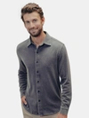 The Normal Brand Puremeso Acid Wash Knit Button-up Shirt In Blue