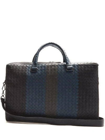 Bottega Veneta Intrecciato Tri-colour Leather Briefcase In Blue Multi