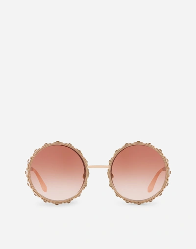 Dolce & Gabbana Rose Gold Round Crystal Sunglasses DOLCE & GABBANA Limited Edition Oversize Sonnenbrille DG4291  main image 3