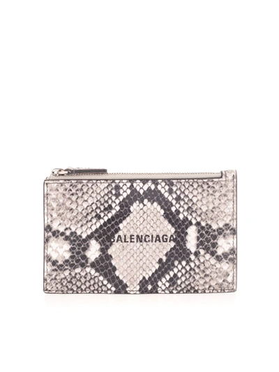 Balenciaga Animal Printed Leatger Coin Purse In Black