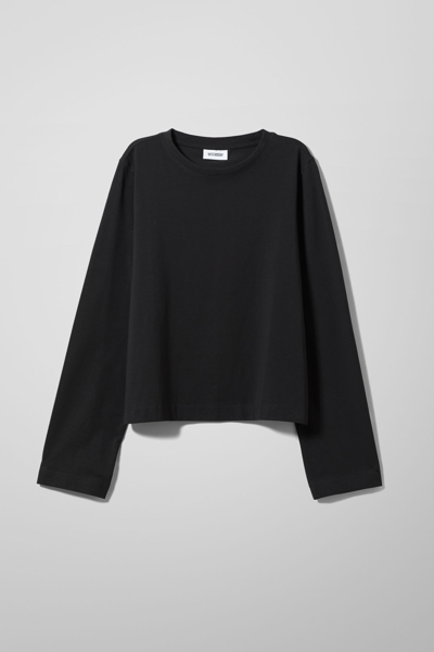 Weekday Alanis Cotton Long Sleeve T Shirt In Black - Black