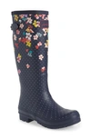 Joules 'welly' Print Rain Boot In Navy Blossom