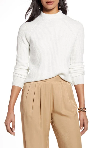 Halogenr Mock Neck Sweater In Ivory Cloud