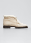 Manolo Blahnik Mircus Shearling-lined Suede Ankle Boots In White