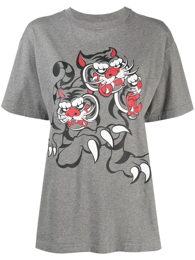 Kenzo Kansai Yamamoto Three Tigers T-shirt In Grey