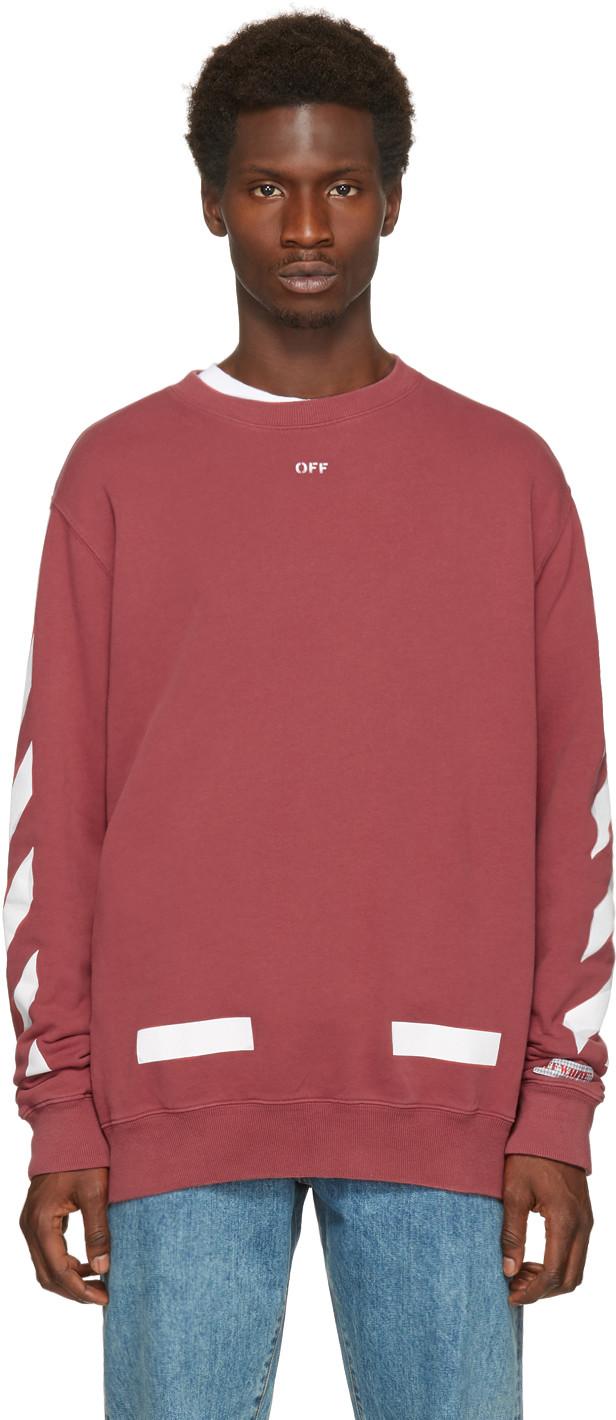 Off-white Red Diagonal Arrows Crewneck Sweatshirt | ModeSens